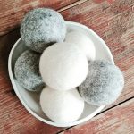 wool dryer balls in grey and white