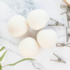 wool dryer balls and pegs with gumleaves